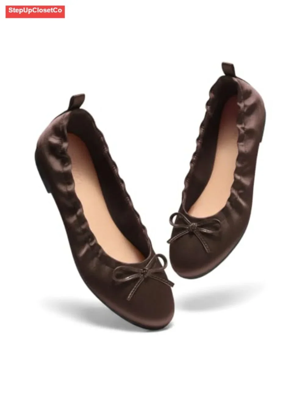 Ballet Flats with Bow - Slip On Comfort Dress Shoes for Work